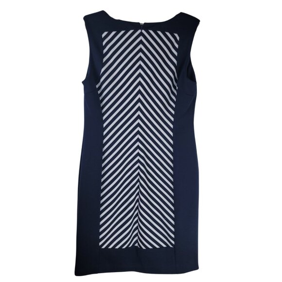 Calvin Klein Navy Chevron Stripes Sheath Dress - Picture 4 of 7